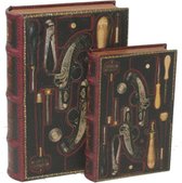 Set van 2, gereedschap - Boek doos - Kunstleer - 33,4/26,1 cm hoog