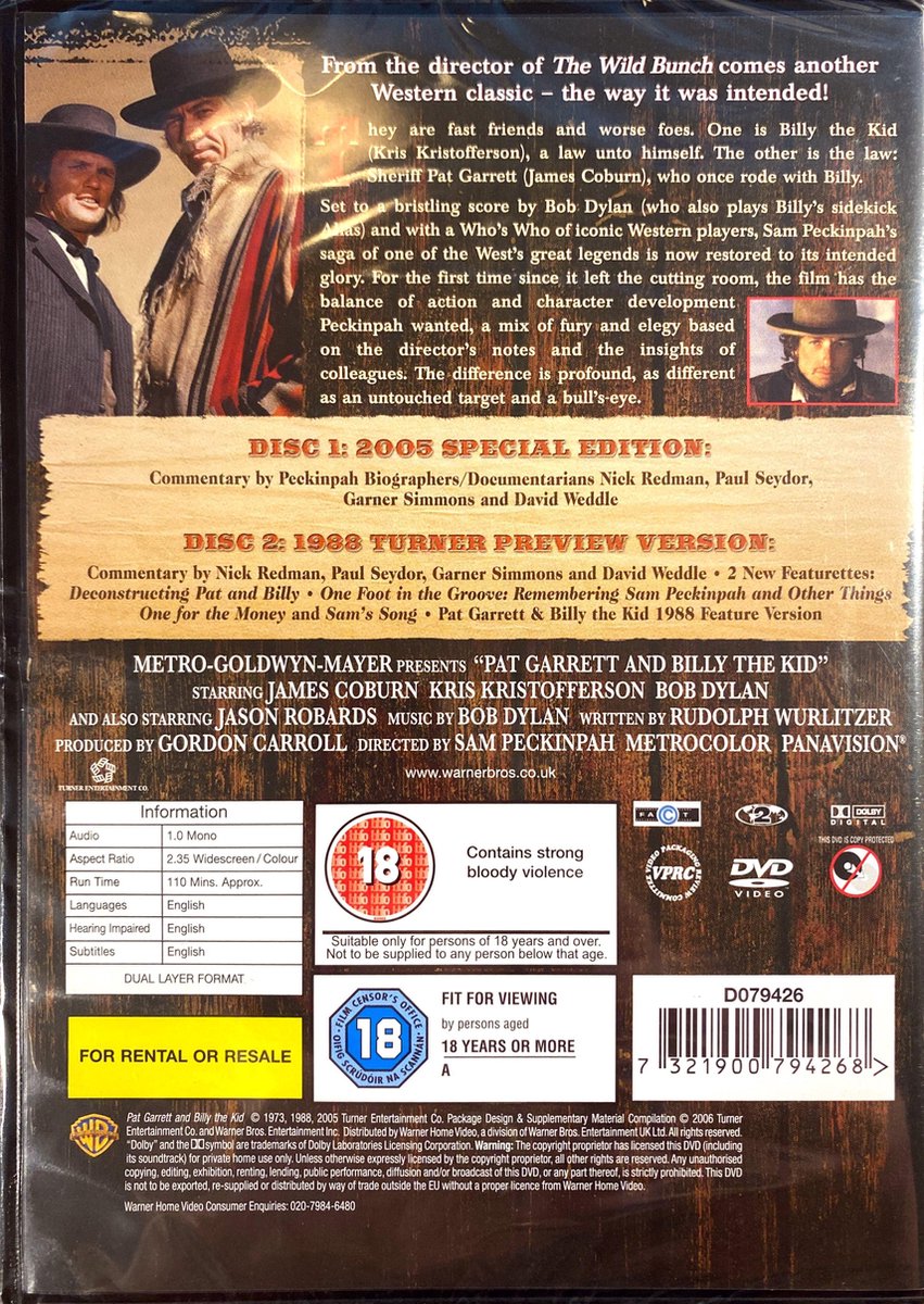 Pat Garrett & Billy The Kid (Dvd) Dvd's