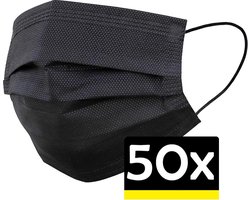 Mondkapje Zwart Wegwerp - Mondmasker Wegwerp - Mondkapje Wegwerp Zwart - Mondkapjes Wegwerp Zwart- 50 Stuks