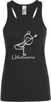 sporttop-Yoga-dames - zwart- Utkatasana- maat S