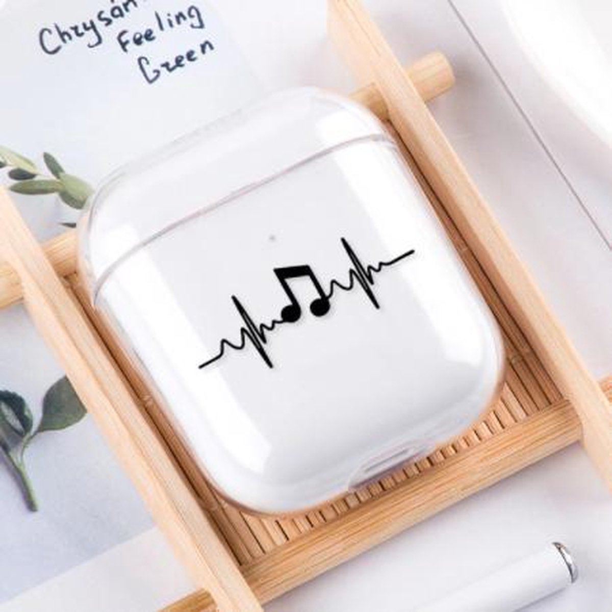 Airpod case transparant - Music - geschikt voor airpod 1 & 2 - hard cover case - airpods hoesje- airpods - - Boveld