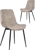 2 stoelen set microvezel grijs met zwarte frame