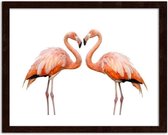 Foto in frame Flamingo liefde, 3 maten, roze/wit, Premium print