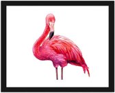 Foto in frame Getekende roze flamingo, 3 maten, Premium print