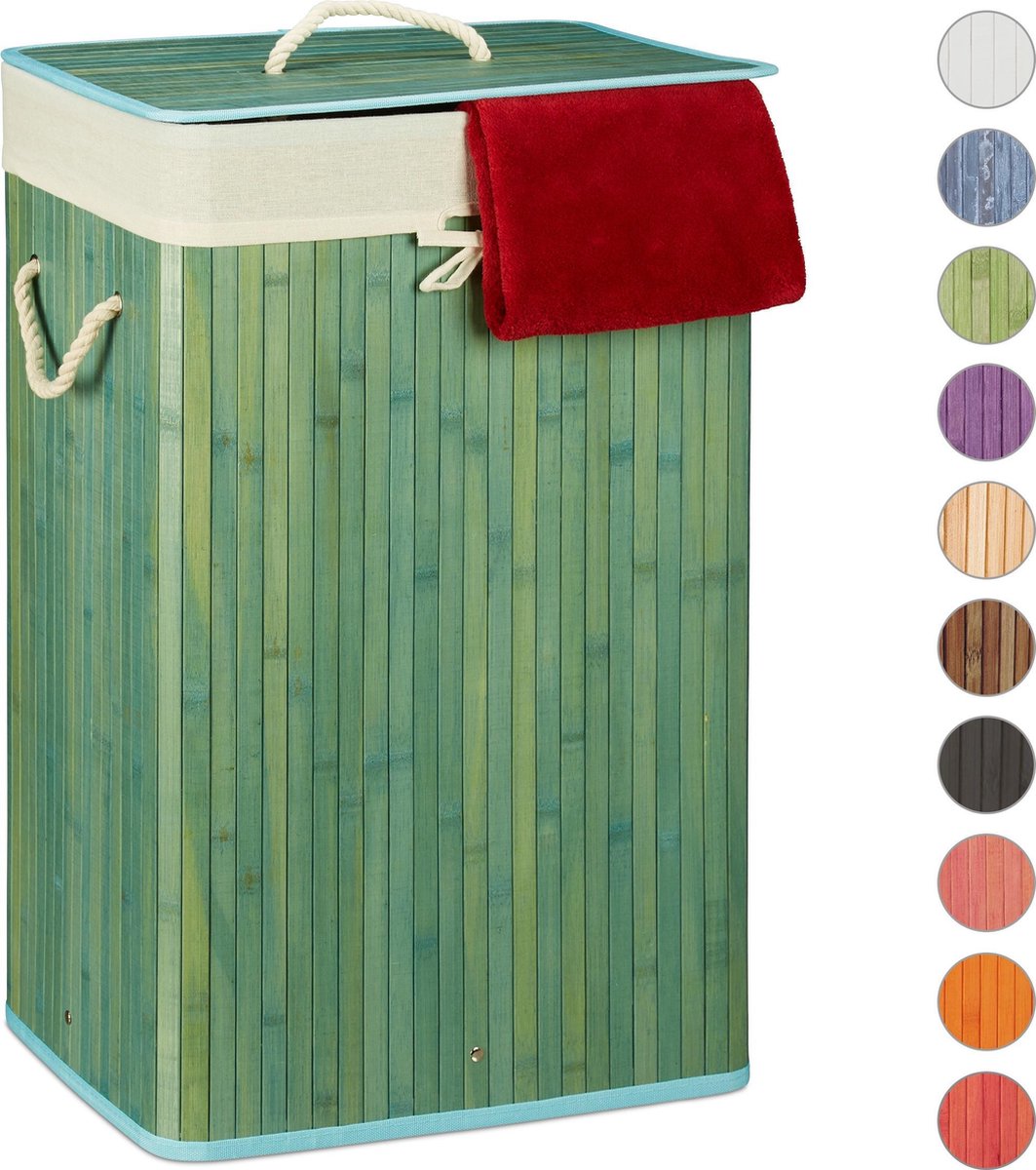 relaxdays wasmand bamboe wasbox opvouwbaar 80 liter 65,5 x 43,5 x