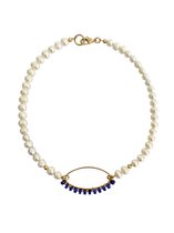 CLEO KETTING MET AGAAT EN PAREL - BLAUW GOUD - N20FW210 - ZATTHU JEWELRY