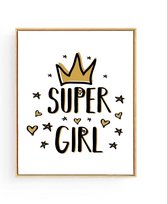 Postercity - Design Canvas Poster Super Girl ! / Kinderkamer / Meisjeskamer Poster / Babykamer - Kinderposter / Babyshower Cadeau / Muurdecoratie / 70 x 50cm