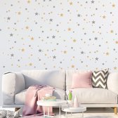 Gouden en Zilveren combi muurstickers sterren (152 stuks) - leuk voor babykamer, slaapkamer, overal in huis als muurdecoratie, stickers stervorm goud, kerstdecoratie, kerst