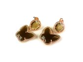 Zilveren oorringen oorbellen roos goud verguld Model Butterfly met bruine stenen