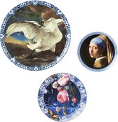 Wandborden mix 1 gouden eeuw set van 3| Heinen Delfts Blauw | Wandbord | Delfts Blauw bord | Design |