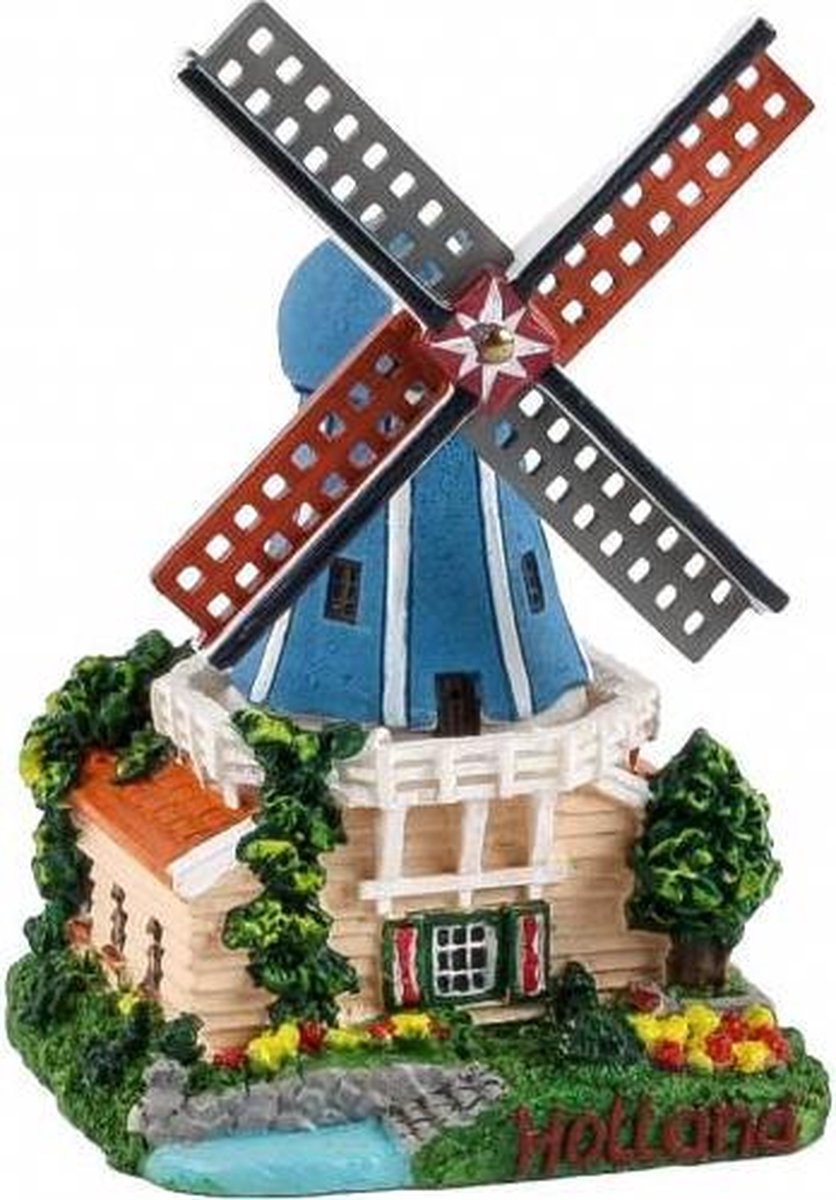 3D Stellingmolen Met Blauwe Kap 9 Cm - Souvenir