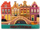 Magneet 2D 4 Huisjes Met Brug Amsterdam - Souvenir