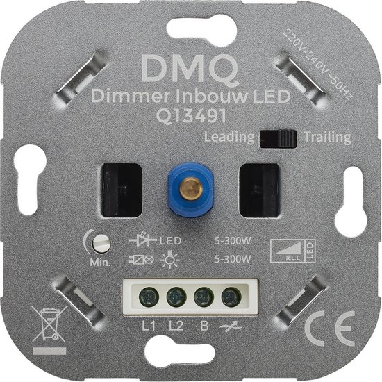 DMQ inbouwdimmer LED Dimmer Universeel - Fase Afsnijding en Fase  Aansnijding - 5-300W | bol.com