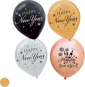 Christmas4Ever - Happy New Year Ballonnen Set - Nieuwjaar - Oud En Nieuw Versiering - Feest Decoratie - Oudjaar - Decoratie - Vieren - New Year - 20 Stuks - Helium - Goud