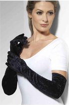 Zwarte lange fluwelen handschoenen voor dames