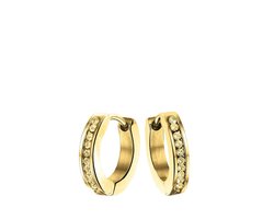Lucardi Meisjes Oorring met plating - Kristal - Cadeau - Staal - Goudkleurig