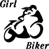 Girl biker sticker voor op de auto - Auto stickers - Auto accessories - Stickers volwassenen - 12 x 12 cm Zwart - 105