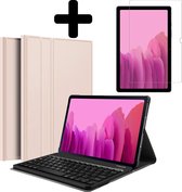 Hoes Geschikt voor Samsung Galaxy Tab A7 Hoes Keyboard Cover Toetsenbord Hoesje Met Screenprotector - Hoesje Geschikt voor Samsung Tab A7 Toetsenbord Hoes - Goud