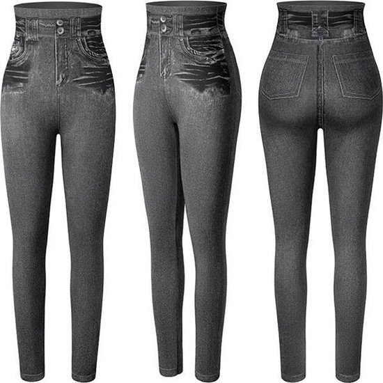 lade deeltje hamer Hoge taille Jeans legging met Slim Fit - Maat L/XL - Grijs | bol.com