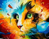 2.0 Products - Dieren - Schilderen op nummer volwassenen - Paint by number - 40 x 50 CM - Katten - Kop - Kattenkop
