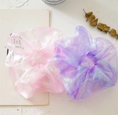 Organza scrunchie | set van 5 scrunchie haarelastiekjes |5 verschillende kleuren wit, blauw, geel, paars, roze | MODE | Kleurrijke Mesh Scrunchie