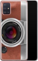 Leuke Telefoonhoesjes - Hoesje geschikt voor Samsung Galaxy A51 - Vintage camera - Soft case - TPU - Print / Illustratie - Bruin