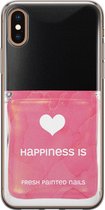 iPhone XS Max hoesje siliconen - Nagellak - Soft Case Telefoonhoesje - Print / Illustratie - Transparant, Roze
