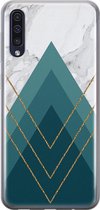 Leuke Telefoonhoesjes - Hoesje geschikt voor Samsung Galaxy A50 - Geometrisch blauw - Soft case - TPU - Print / Illustratie - Blauw