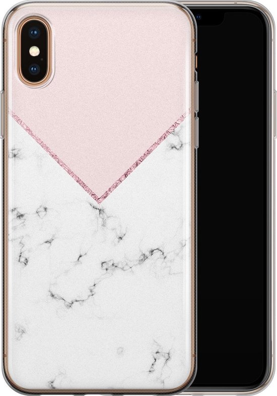 iPhone X / XS - Marbre rose gris | Coque Apple iPhone Xs | Étui en  Siliconen TPU |... | bol.com