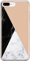 Leuke Telefoonhoesjes - Geschikt voor iPhone 8 Plus - Marmer zwart bruin - Soft case - TPU - Bruin