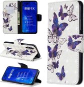 Honor 9X Lederen Portemonnee Hoesje met Print Butterfly