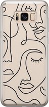 Leuke Telefoonhoesjes - Hoesje geschikt voor Samsung Galaxy S8 - Abstract gezicht lijnen - Soft case - TPU - Print / Illustratie - Beige