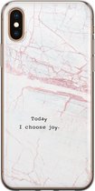 Leuke Telefoonhoesjes - Hoesje geschikt voor iPhone Xs Max - Today I choose joy - Soft case - TPU - Tekst - Grijs