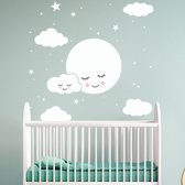 Muursticker | Maan en Wolken | Wanddecoratie | Muurdecoratie | Slaapkamer | Kinderkamer | Babykamer | Jongen | Meisje | Decoratie Sticker