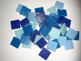 Glas mozaiek steentjes Vierkant 2x2cm Blauw mix 350 gram