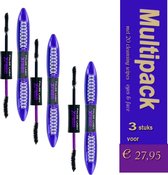 Multi-pack- L'Oréal Paris False Lash Superstar X Fiber Mascara - Zwart- drie stuks, inclusief  Septona cleansing wipes