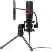 Microfoon - Jackplug microfoon - condensator microfoon - microfoon met standaard - podcast microfoon - zwart - vlog microfoon - plug&play microfoon - microfoon voor pc - microfoon voor laptop