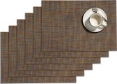 Njoy your X-mas -  Placemats - set van 6 - multicolor - gevlochten -  kerstdiner - 30x45cm -  polyester