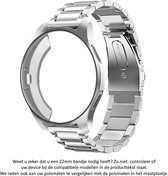 Zilver Metalen Bandje en kunststof beschermcase geschikt voor de Samsung Gear S3 Frontier & Classic 22 mm silver colored smartwatch strap and case