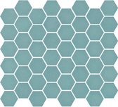 The Mosaic Factory Valencia mozaïektegel 4.3x4.9x0.5cm hexagon turquoise mat voor wand en vloer en voor binnen en buiten vorstbestendig