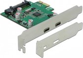 DeLOCK PCI Express x1 Card to 2 x external SuperSpeed USB (USB 3.2 Gen 1) USB Type-C™ female interfacekaart/-adapter USB 3.2 Gen 1 (3.1 Gen 1) Intern