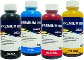 Dye refill inkt geschikt voor HP van Inktec® Set van 4 x 100 ml Zwart Dye, Cyaan Dye, Magenta Dye, Geel Dye, universeel te gebruiken