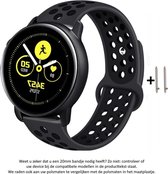 Zwart Grijs Siliconen sporthorlogebandje voor 20mm Smartwatches (zie compatibele modellen) van Samsung, Pebble, Garmin, Huawei, Moto, Ticwatch, Citizen en Q – Maat: zie maatfoto –