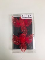 Vogels voor in de kerstboom rood (2 stuks)