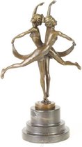 Beeld - Bronzen Danseressen - Dansende Zussen - 35.8 cm hoog