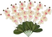 Set van 6x stuks roze/wit Orchidee/Phalaenopsis kunstplant takken 44 cm voor binnen -   kunstplanten/nepplanten/binnenplanten