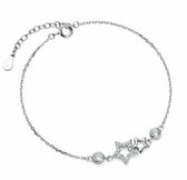 Joy|S - Zilveren ster armband - 2 sterren - zirkonia - gehodineerd