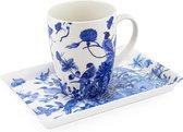 Coffret cadeau : mug et plateau, oiseaux bleus de Delft