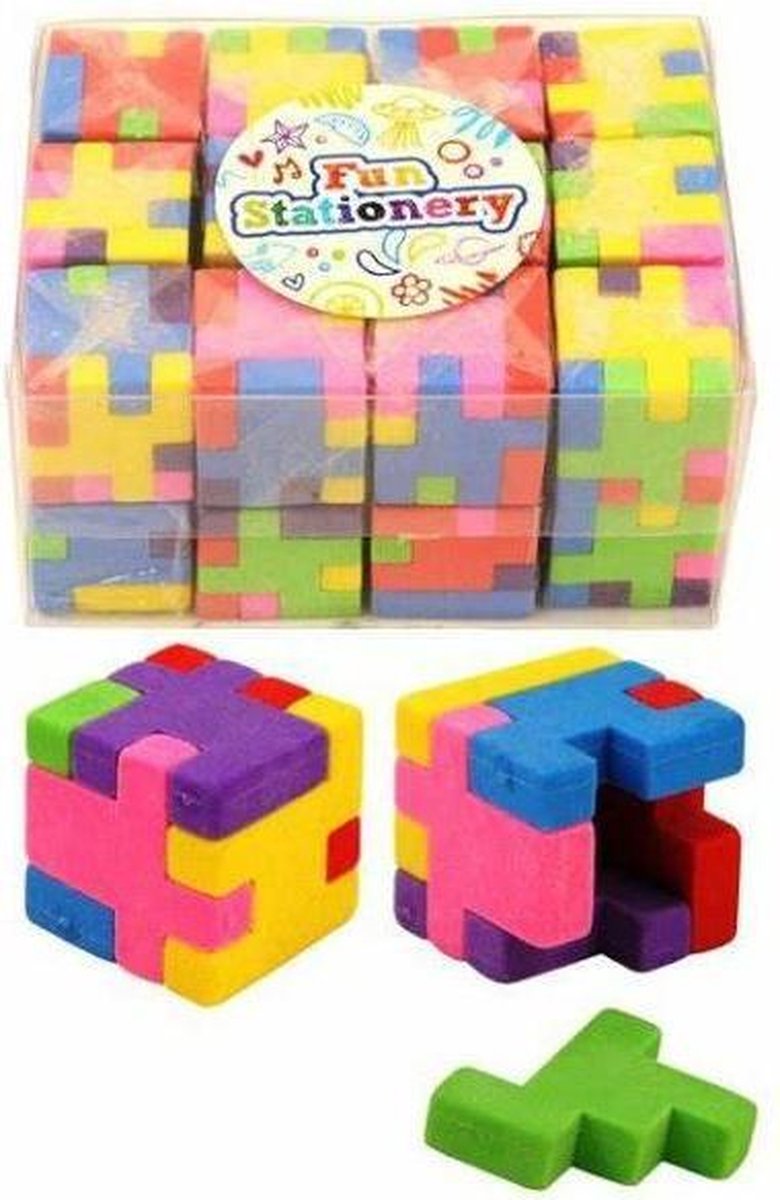 6 stuks puzzel kubus gum 3x3 cm - Fun Stationery