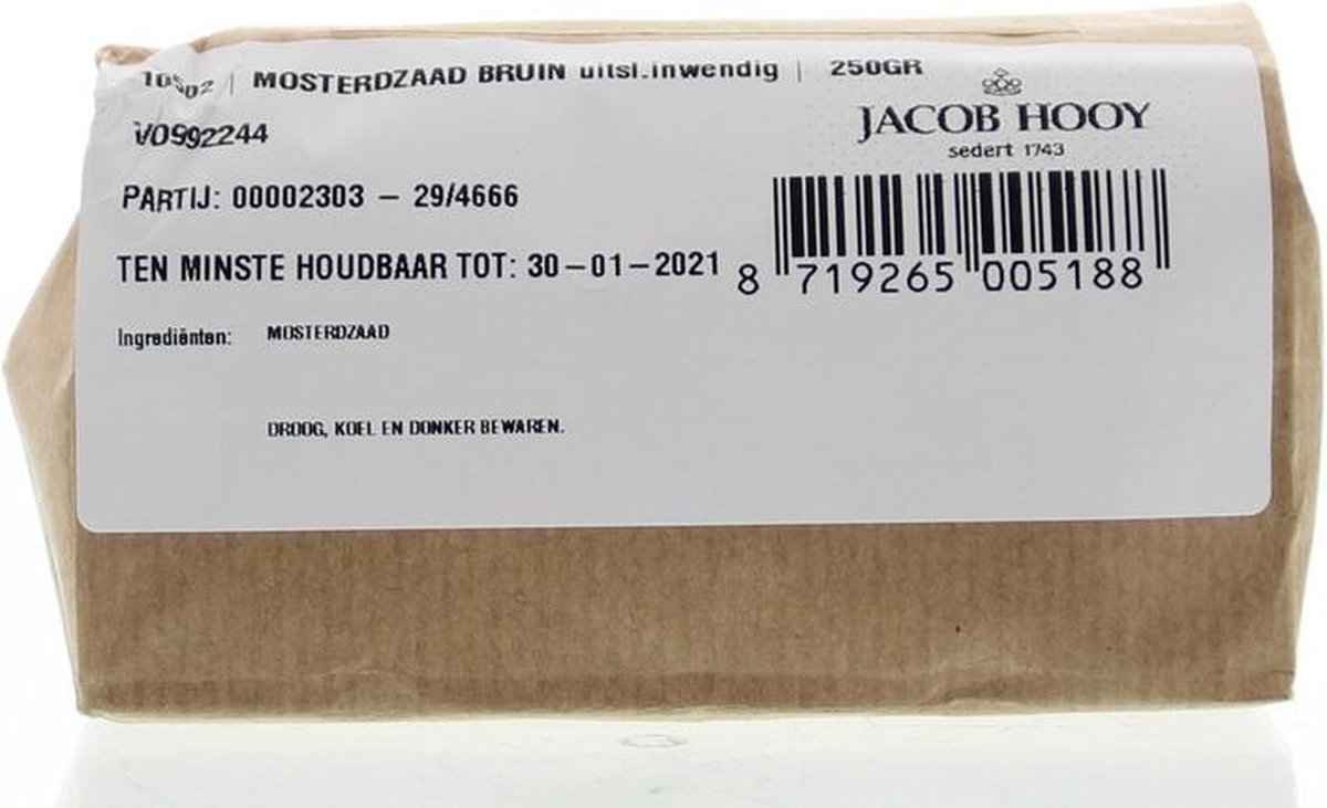 Goedkoopste Jacob Hooy Mosterdzaad bruin 250 Gram
